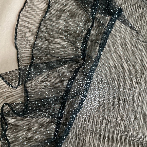 Siren Lily mesh construction sparkly black and silver women’s blouse - Picture 3 of 7